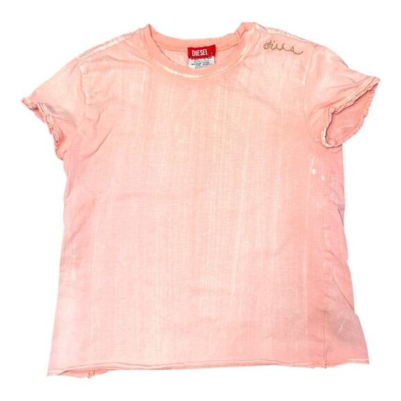 Diesel Peach Tie Dye Ruffle Short Sleeve Tee Shirt Youth Size M - Picture 1 of 4